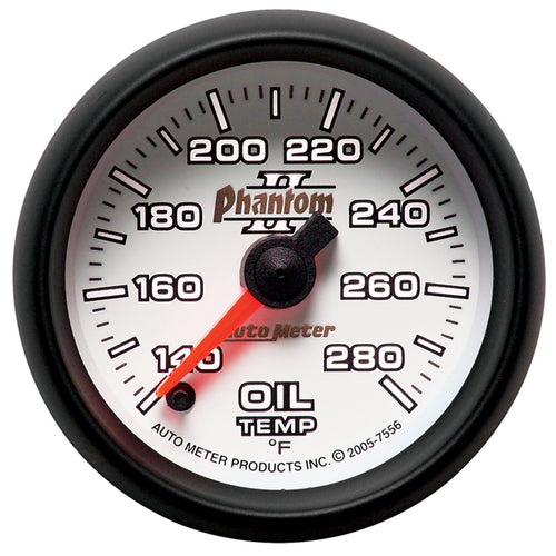 Auto Meter Phantom II 2-1/16" 140-280 F Full Sweep Electric Oil Temperature Gauge 7556