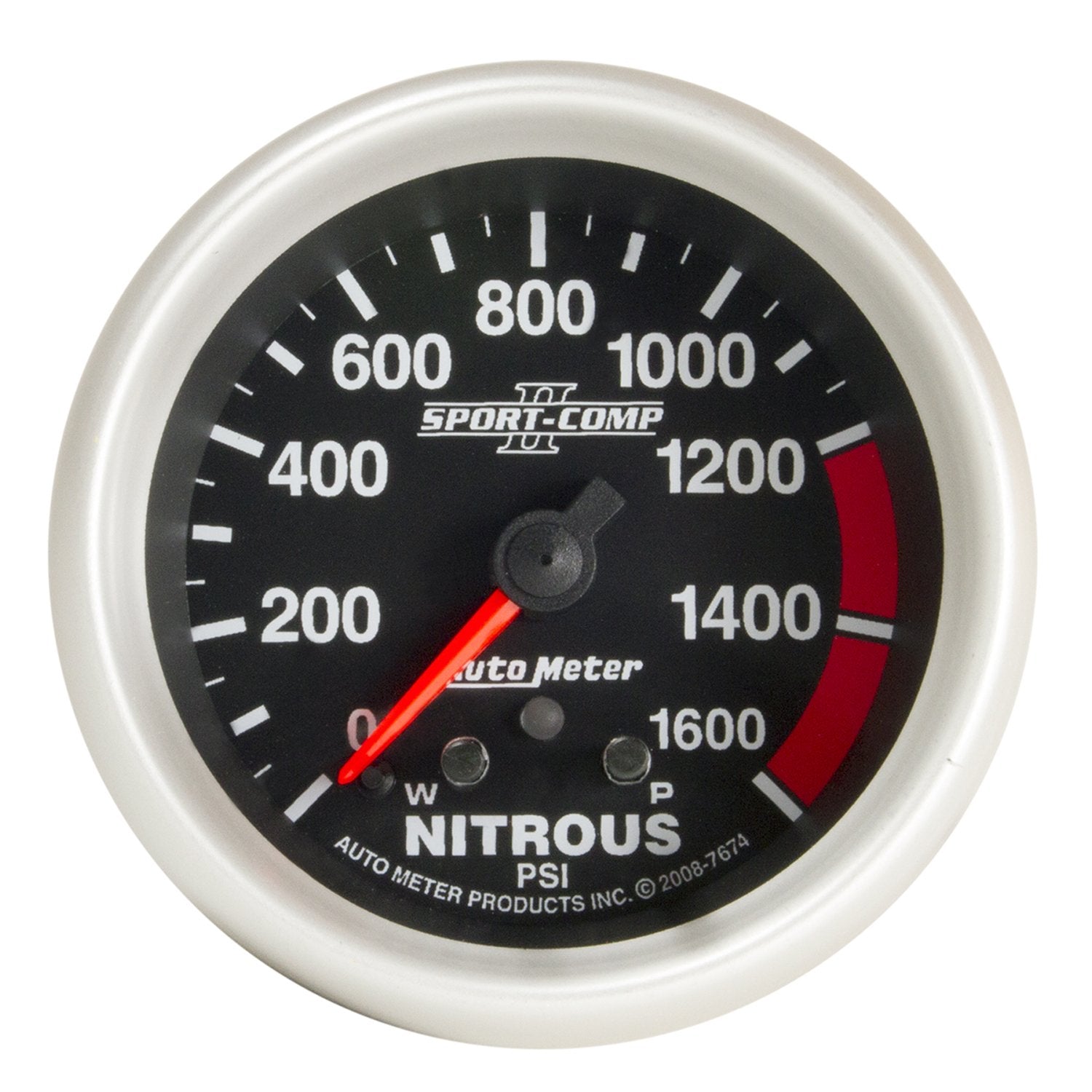 Auto Meter Sport-Comp II 2-5/8" 0-1600 PSI Full Sweep Electric Nitrous Pressure Gauge with Peak Memory and Warning