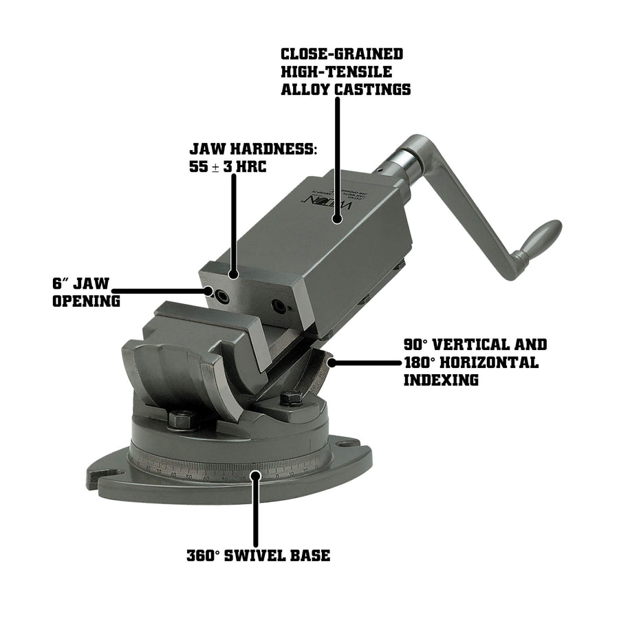 Wilton 2-Axis Super Precision Milling Vise, 6" Jaw Width, 1-3/4" Jaw Depth (Model AMV/SP-150)