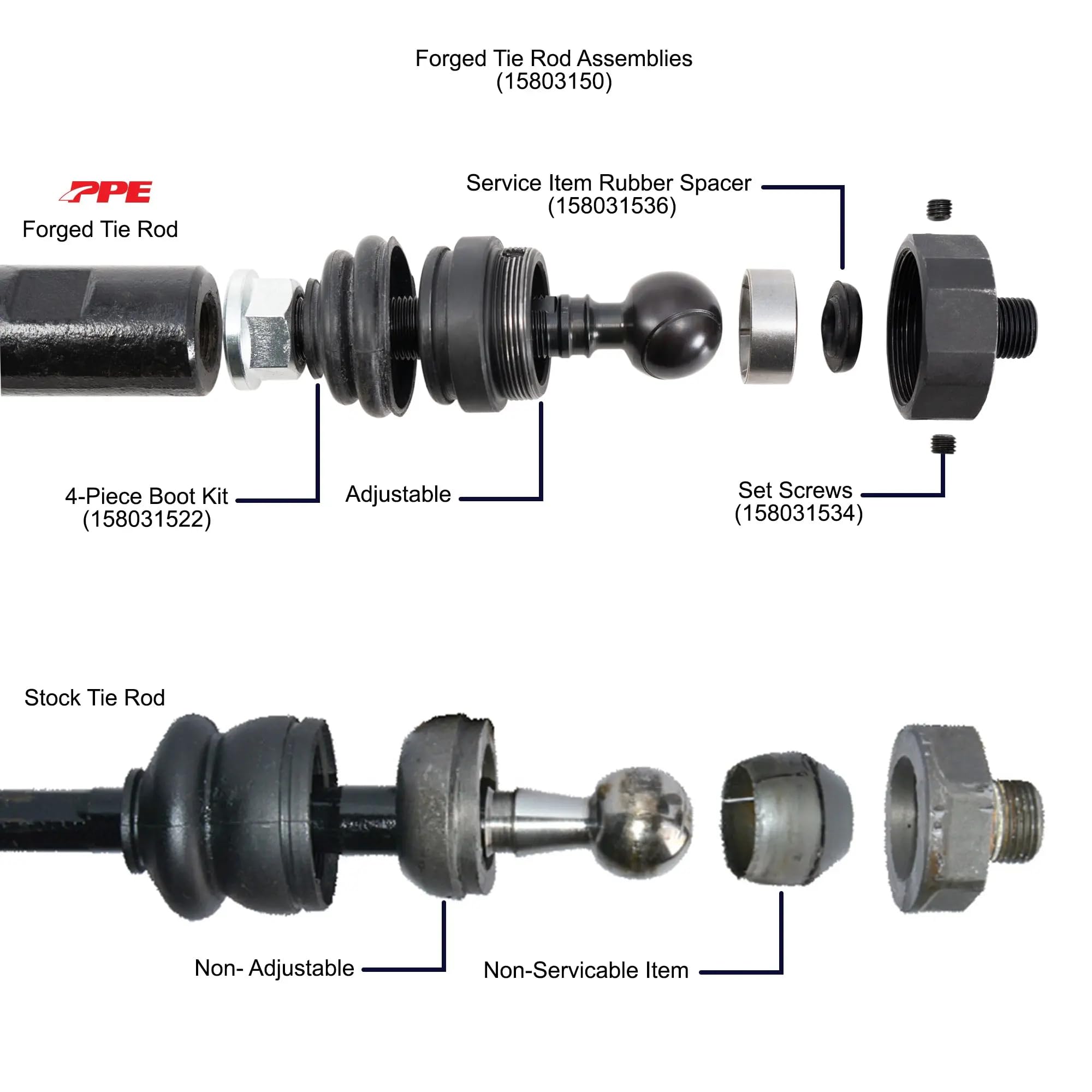 Stage 3 PPE Tie Rod Ends Assemblies 2001 2002 2003 2004 2005 2006 2007 2008 2009 2010 CHEVY GM GMC TRUCKS - 158031500