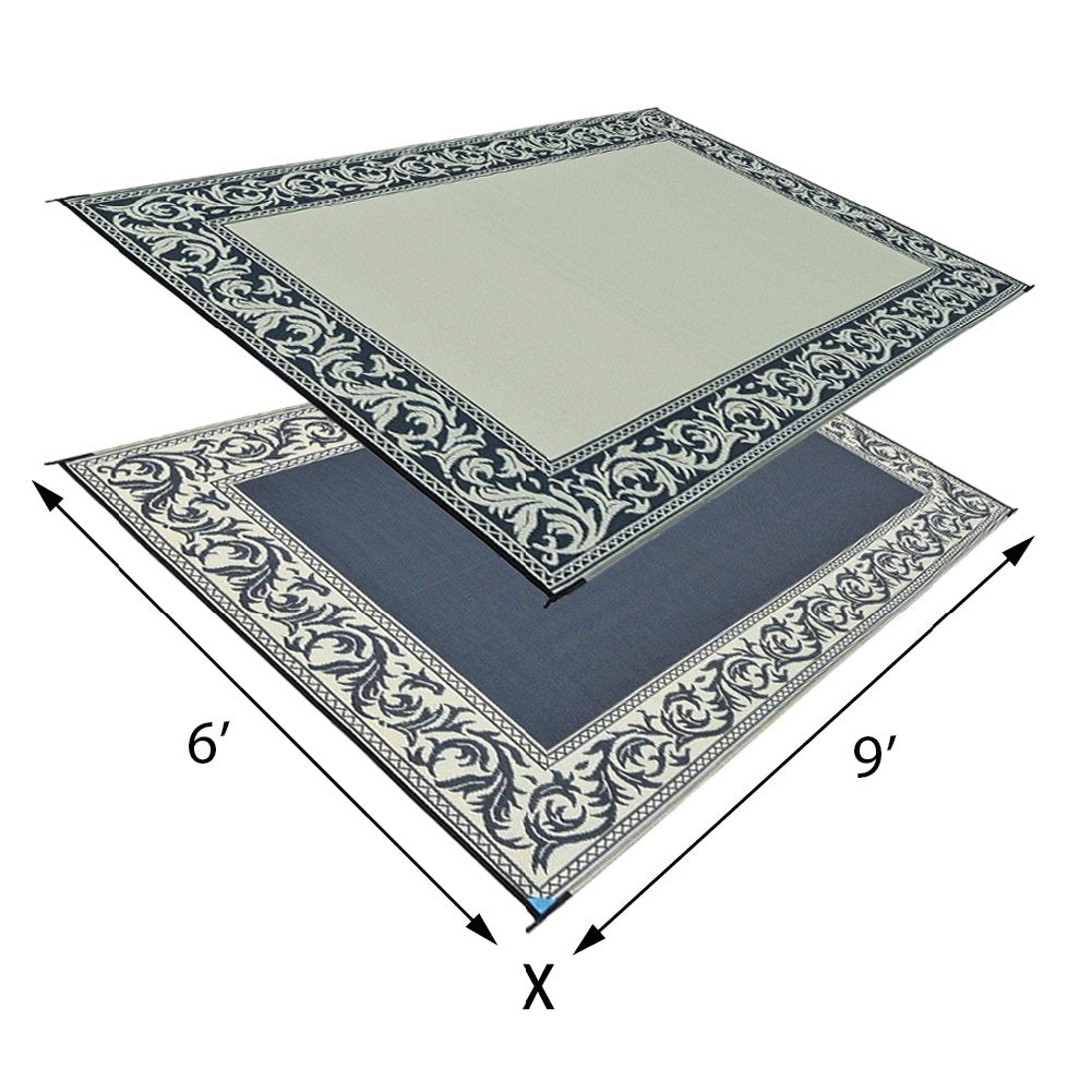 Camping Stylish RD1 Black/Beige 6-Feet X 9-Feet Classical Mat