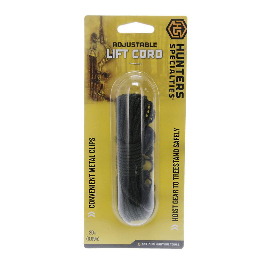 Adjustable Hunters Specialties Lift Cord - Hunting 20-Foot Rope w/Convenient Heavy-Duty Metal Clips