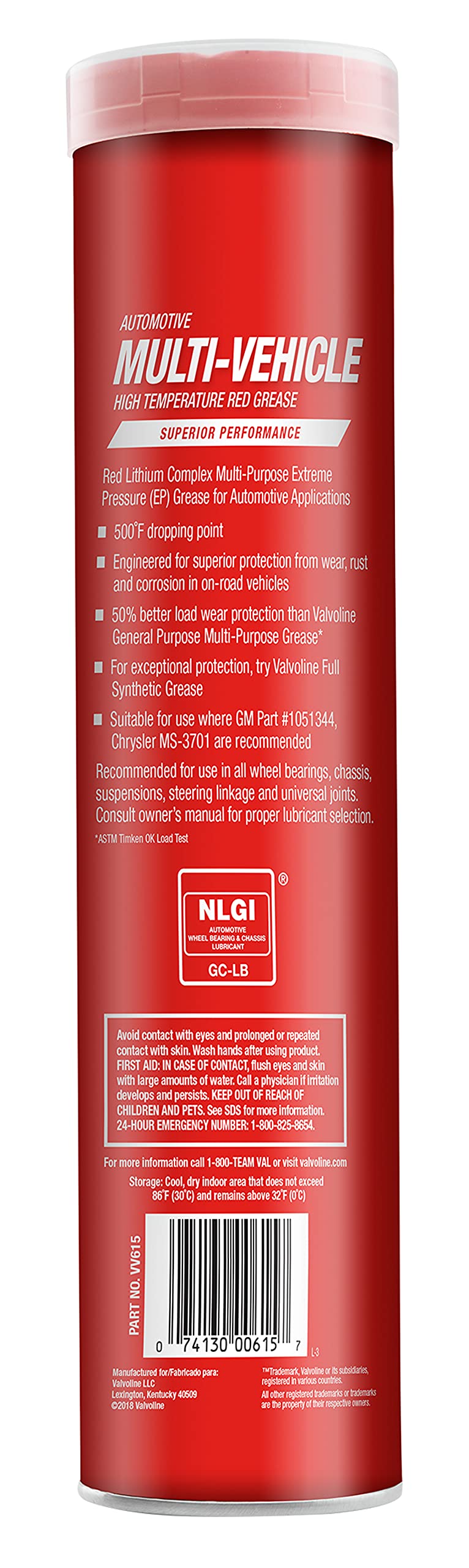 Multi-Vehicle Valvoline High Temperature Red Grease 14.1 OZ Cartridge