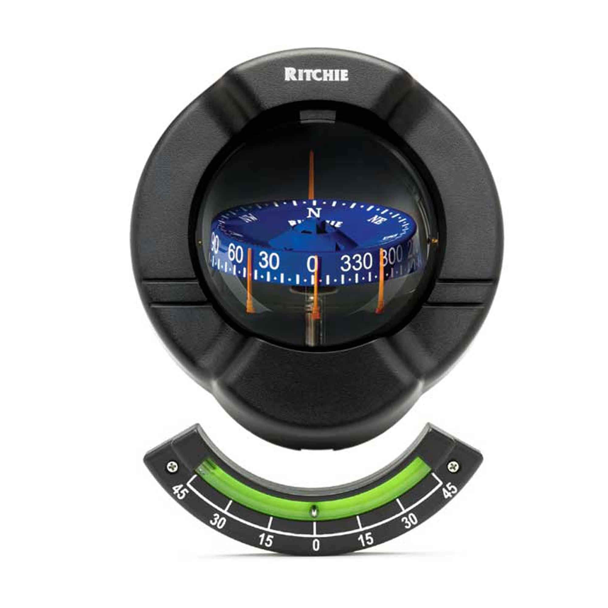 Ritchie Bulkhead Mount SR-2 Venture Sail Boat Compass with Clinometer - Black