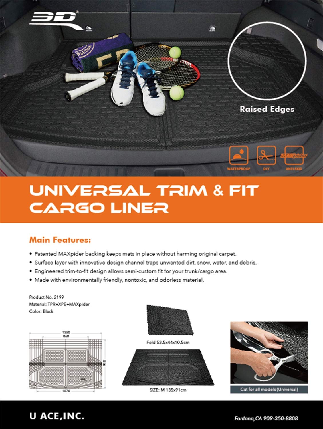 Black 3D MAXpider Universal Cargo Liner 2199M-09, 1 Pack