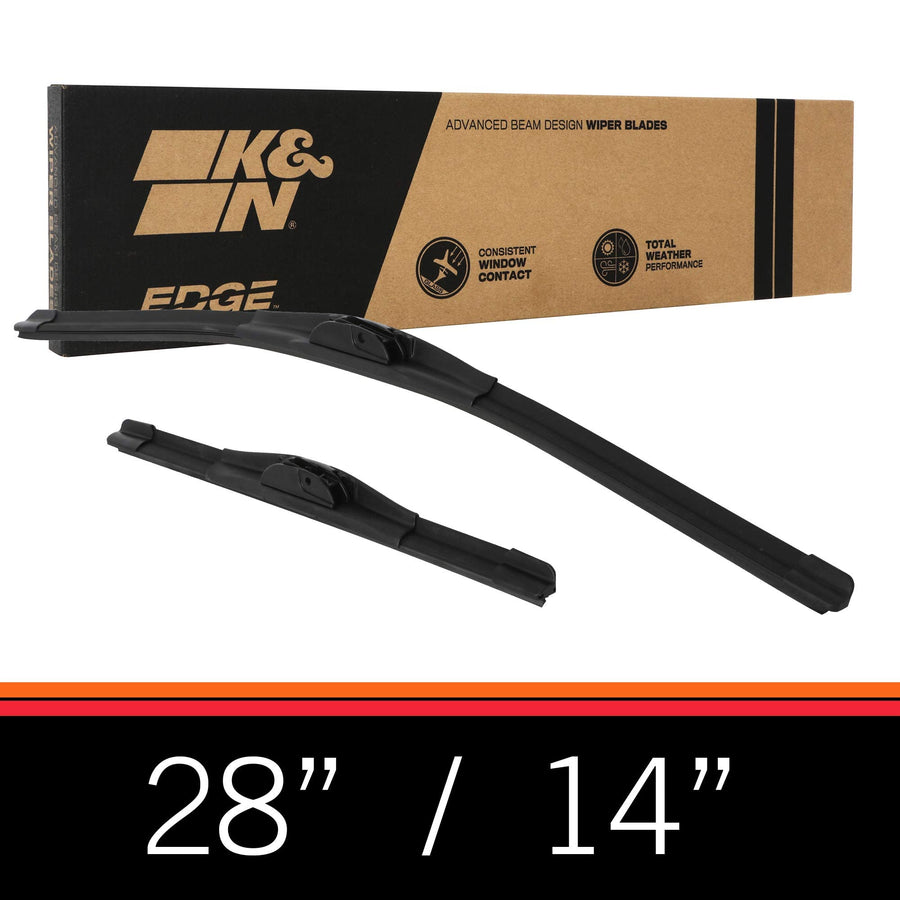 Wiper Blades K&N EDGE: All Weather Performance, Superior Windshield Contact, Streak-Free Wipe Technology: 28" + 14" (Pack of 2)
