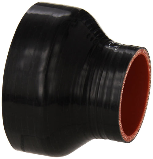 HPS Silicone HTSR-225-375-BLK High Temperature 4-ply Reinforced Reducer Coupler Hose, 60 PSI Maximum Pressure, 3" Length, 2-1/4" > 3-3/4" ID, Black
