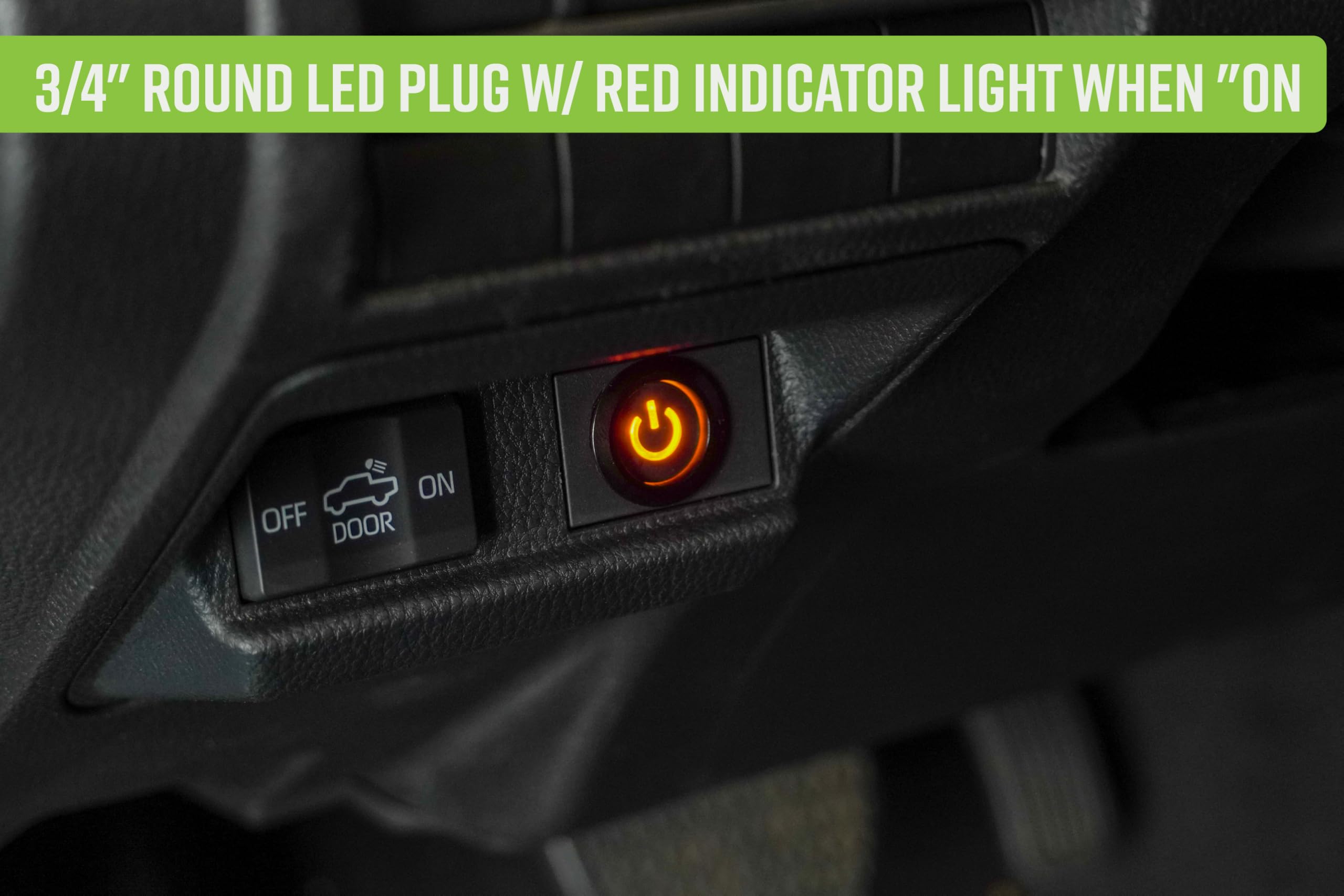 60 AMP DV8 Offroad Wire Harness w/Switch & DTP Connector | 15ft 12 AWG Wire | 9ft Plug | 60 AMP Relay | Compatible w/ DV8's 20" Elite Dual Row Light Bar | 3/4" Round LED Plug w/Red Indicator Light