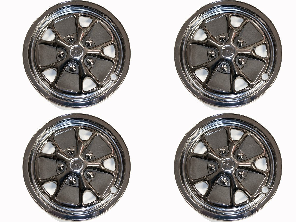 C5ZZ-1007-HCS Scott Drake Styled Steel Plastic Hub Caps 4 Piece Set