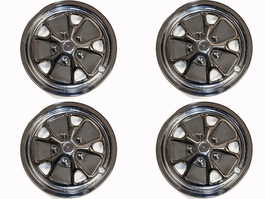 C5ZZ-1007-HCS Scott Drake Styled Steel Plastic Hub Caps 4 Piece Set