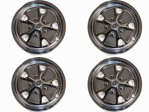 C5ZZ-1007-HCS Scott Drake Styled Steel Plastic Hub Caps 4 Piece Set