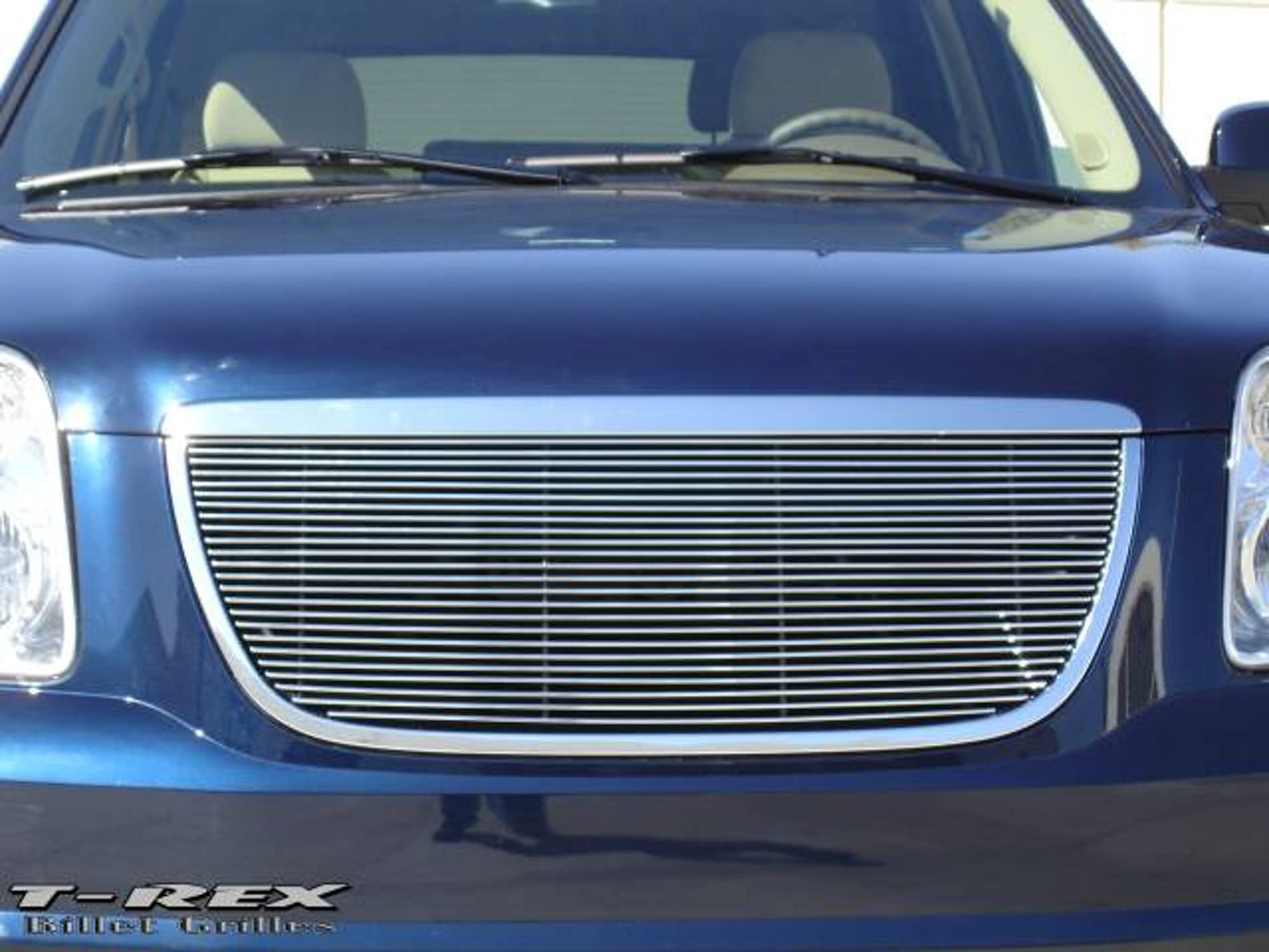 Horizontal T-Rex 21171 Aluminum Polished Finish Billet Grille Overlay for GMC Yukon