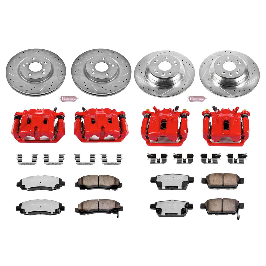 Power Stop Z23 Sport KC5823 1-Click Brake Kit with Powder Coated Calipers (Brake Pads, Drilled/Slotted Rotors) For FX50, M, M37, M56, Q50, Q60, Q70, Q70L, [Model Specific]