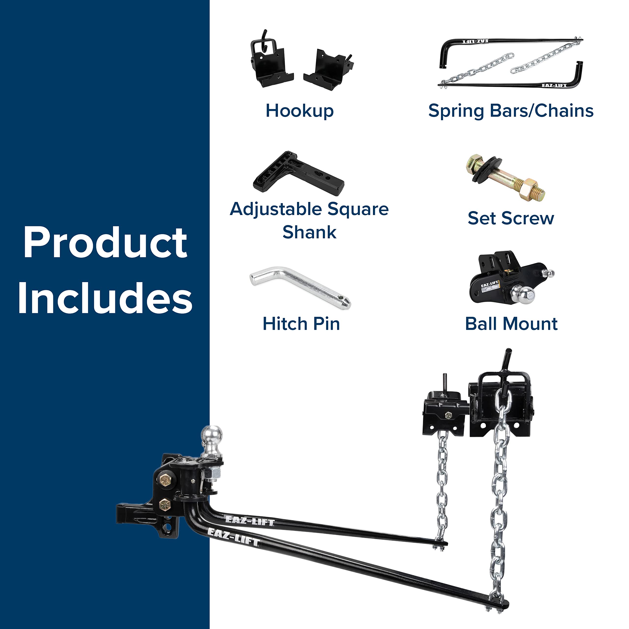 Weight Distribution Hitch Eaz-Lift Elite 600lb with Height Adjustable Forged Shank (48051)