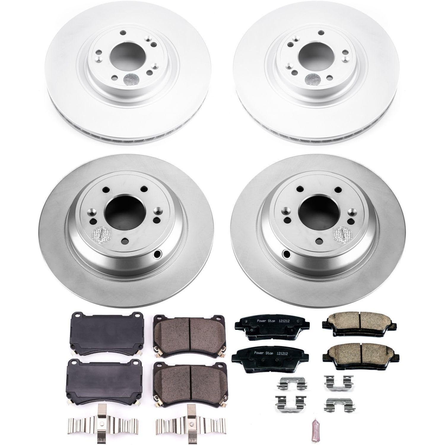 Power Stop CRK5845 Coated Brake Rotors and Z17 Front and Rear Brake Pads Kit For Hyundai Genesis 2010-2014 [Model Specific]