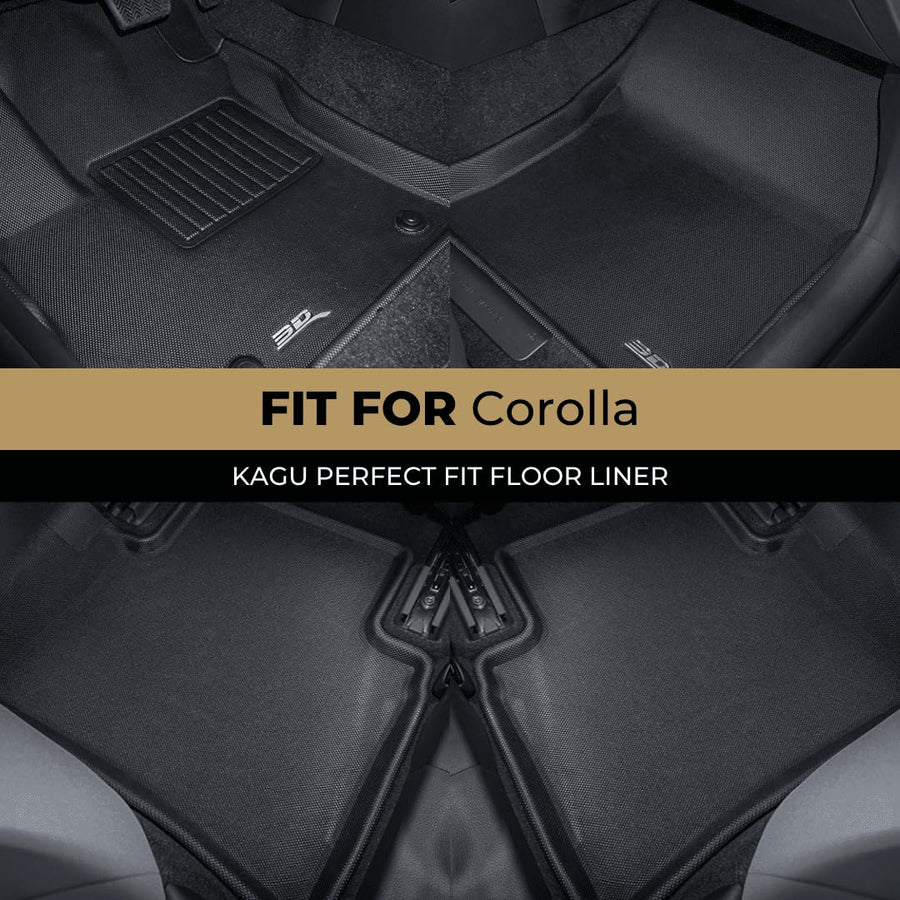 3D MAXpider Kagu Custom Fit Floor Mat (Black) Compatible with Toyota Corolla Sedan 2020-2026 - R1 R2