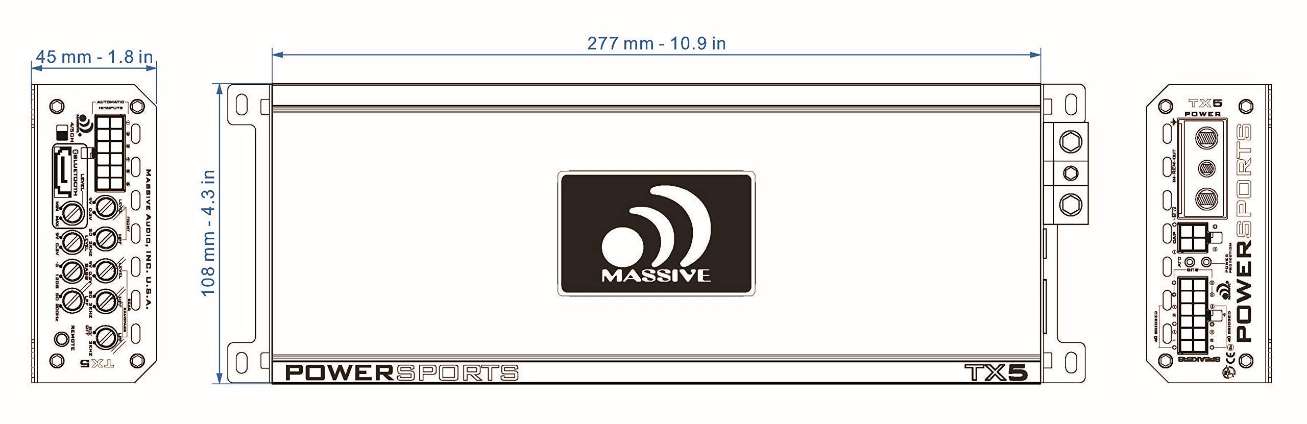 5-Channel Massive Audio Trident 1560W RMS Class-D Full Range Marine Amp TX5