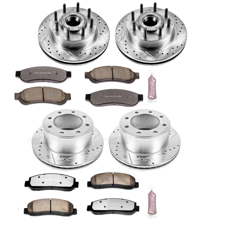 Power Stop Z36 Truck & Tow Brake Kit K5589-36 Front and Rear, Carbon Fiber Ceramic Brake Pads and Drilled/Slotted Brake Rotors