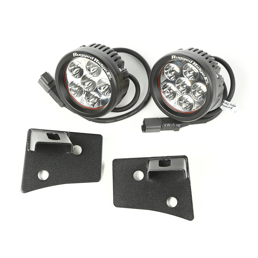 Light Kit, Windshield Mounted, Round, Black | Rugged Ridge | 11027.17 | Fits 2007-2018 Jeep Wrangler JK