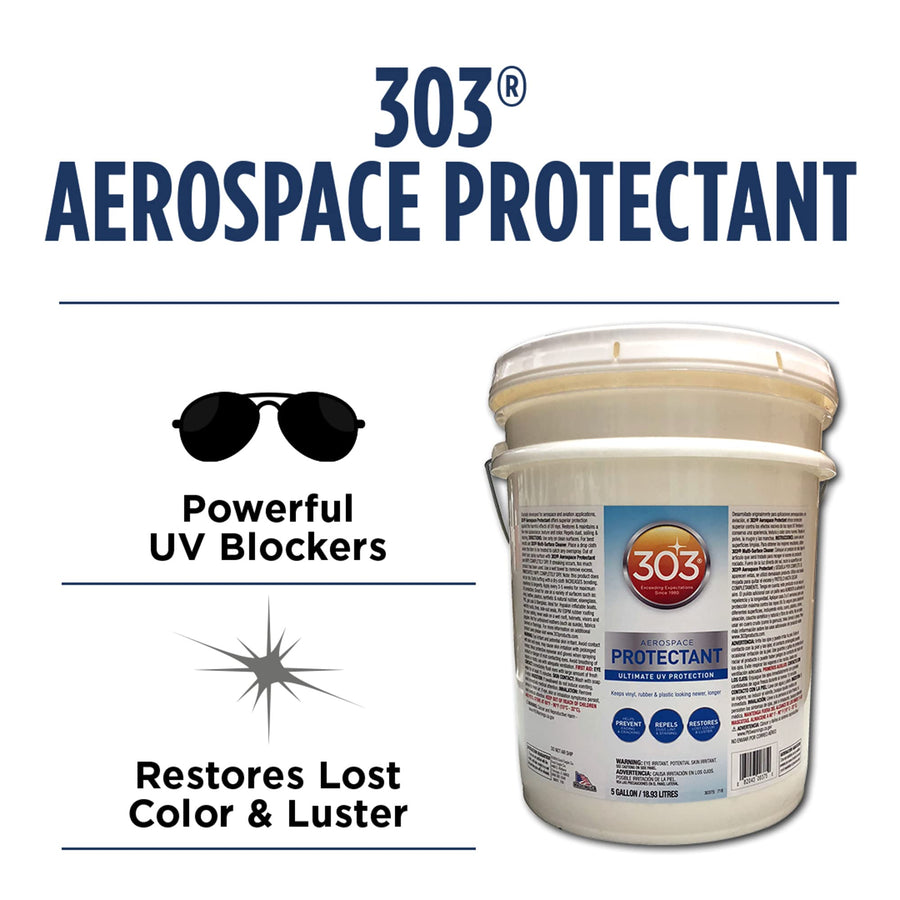 Aerospace Protectant 303 Products – UV Protection – Repels Dust, Dirt, & Staining – Smooth Matte Finish – Restores Like-New Appearance – 5 Gallons (30375)