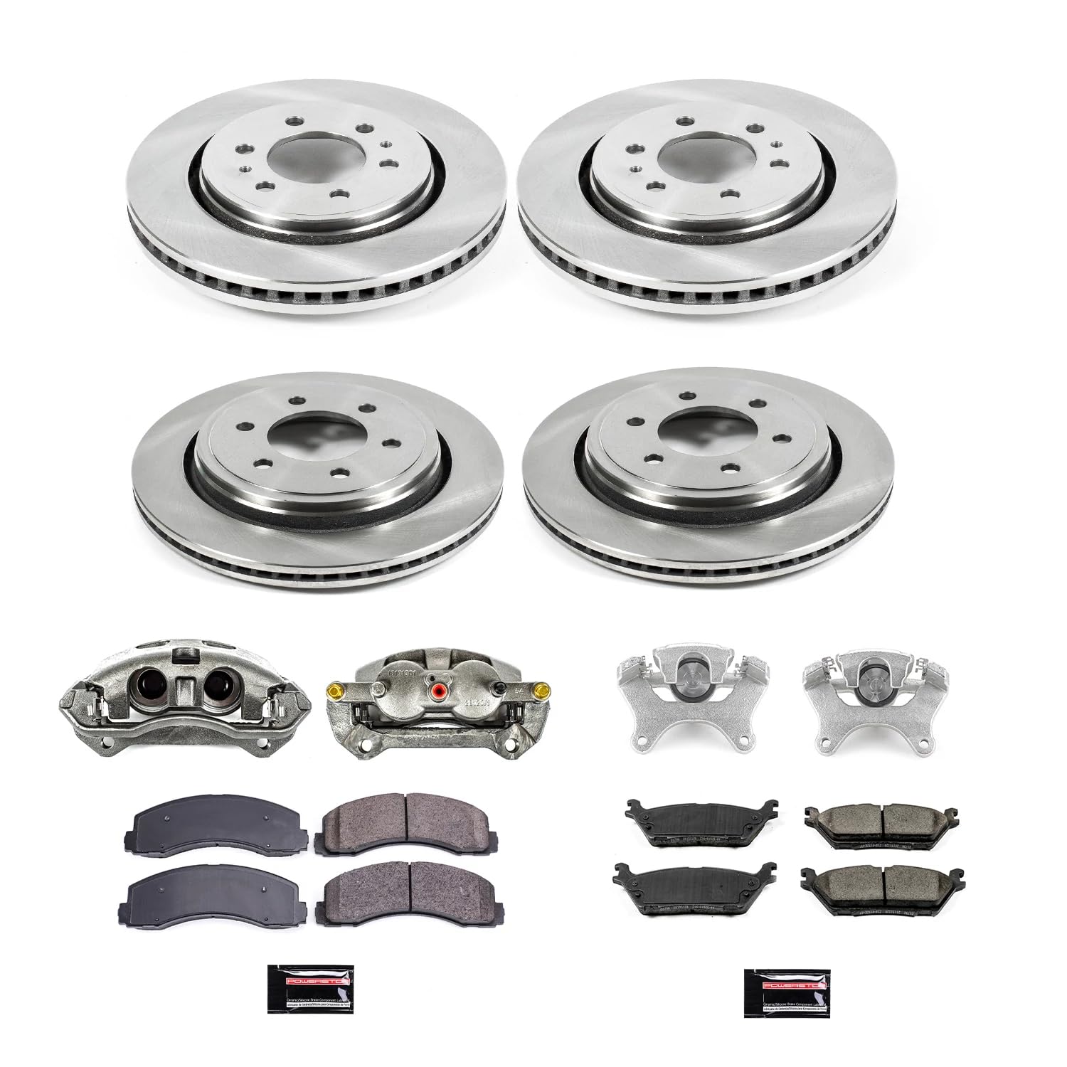Power Stop KCOE6803 Replacement Autospecialty Front and Rear Brake Kit- Brake Rotors, Ceramic Brake Pads & Calipers For Ford F-150 2015-2017 [Model Specific]