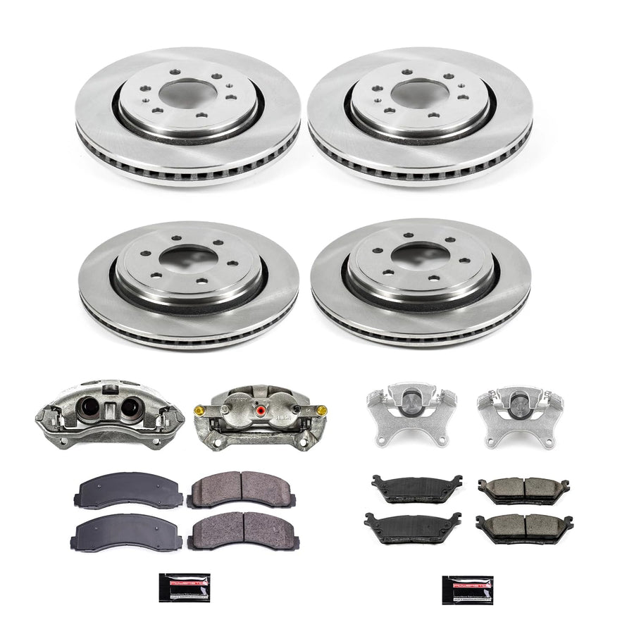 Power Stop KCOE6803 Replacement Autospecialty Front and Rear Brake Kit- Brake Rotors, Ceramic Brake Pads & Calipers For Ford F-150 2015-2017 [Model Specific]