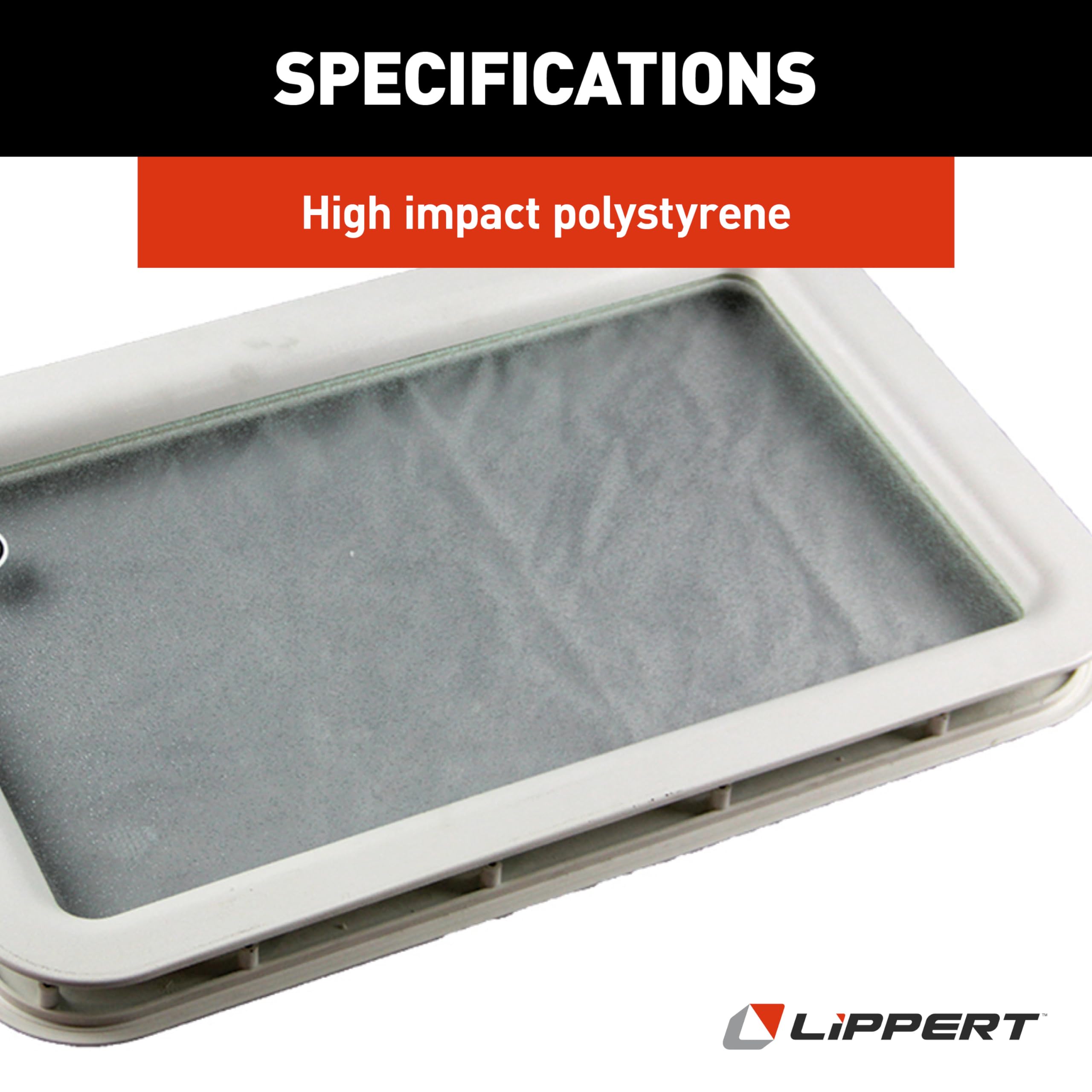 Lippert Components RV Entry Door Replacement Inner & Outer Radius Window Frame, White, with Seal and Glass for 5th Wheel RVs, Travel Trailers and Motorhomes, Obscure Pane, High-Impact Polystyrene - 363369