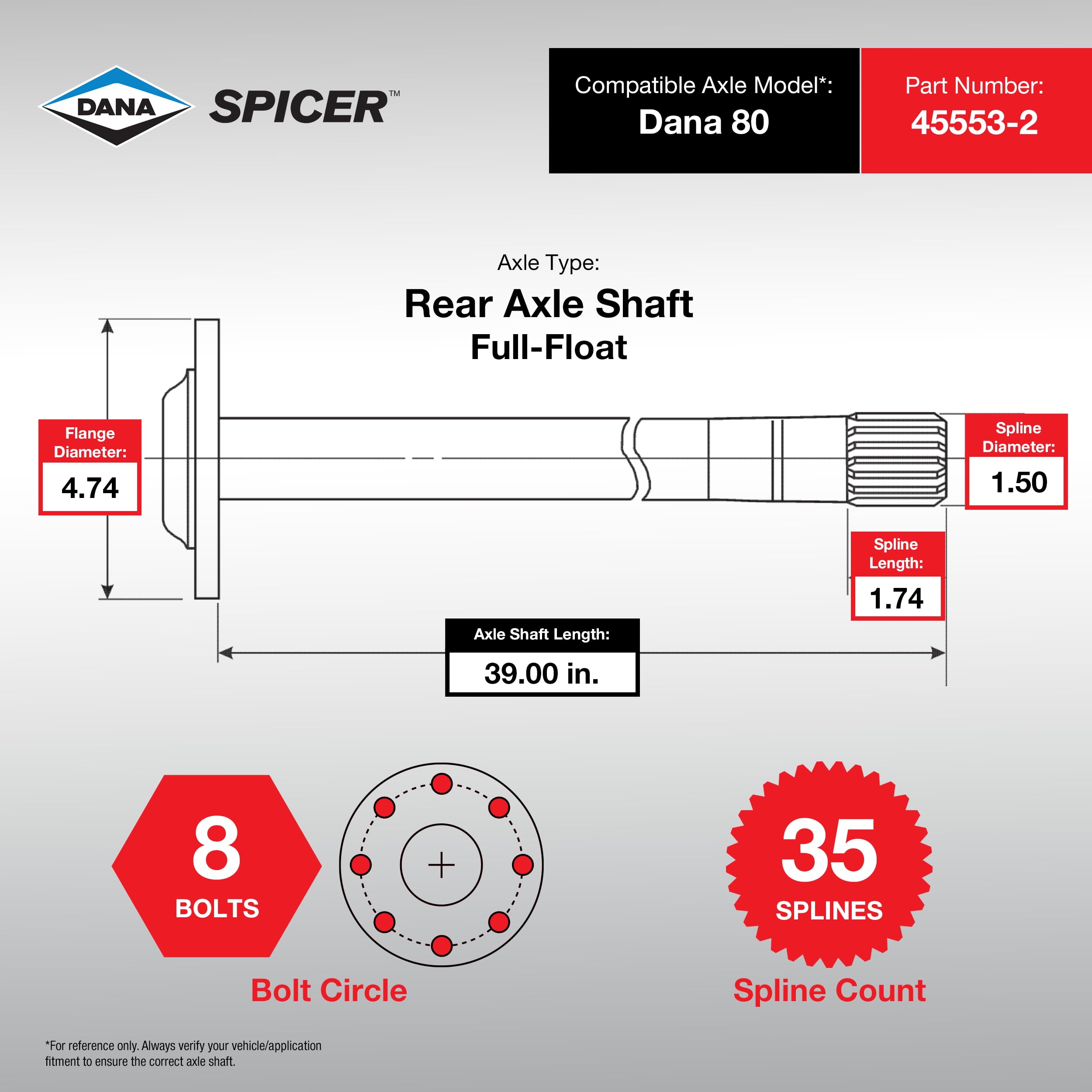 Rear Axle Shaft Spicer 45553-2