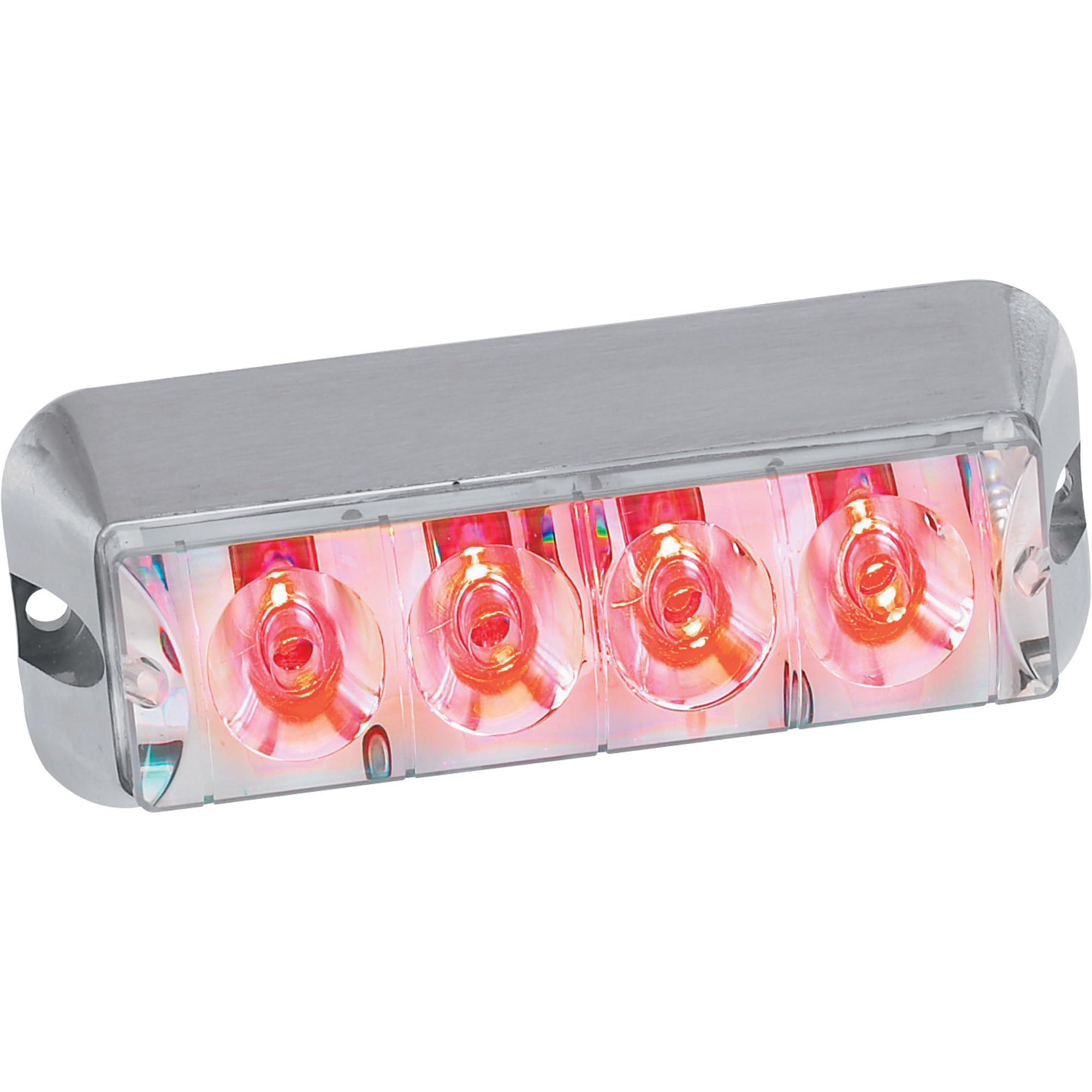 Custer Products 4In Red Flush Mount STRL4R Self Contained Strobe, Solid And Strobe, 3 Wire