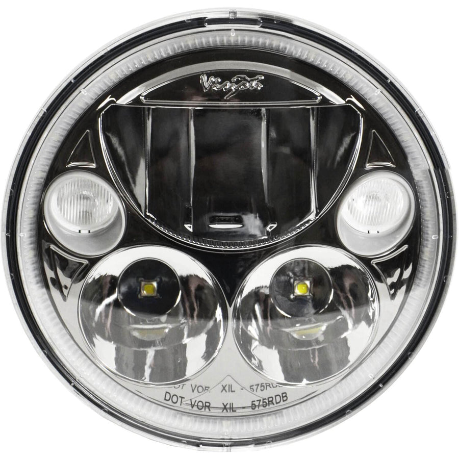 5.75" Round Vision X Lighting (XIL-575RDB) VX LED Headlight w/Low-High-Halo, Single Light, Black Chrome Face