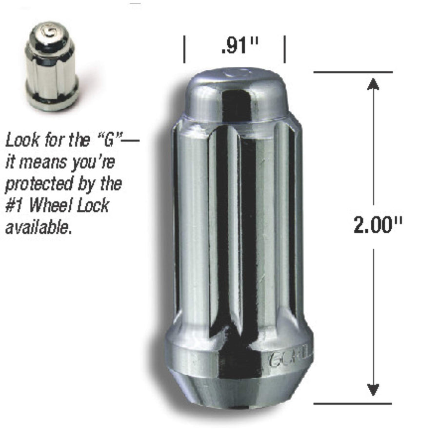 Gorilla 26641SD Automotive 14mm x 1.50 Thread Size Chrome Finish Small Diameter Duplex Wheel Lock, (Set of 4)