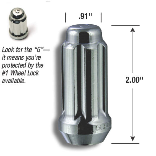 Gorilla 26641SD Automotive 14mm x 1.50 Thread Size Chrome Finish Small Diameter Duplex Wheel Lock, (Set of 4)
