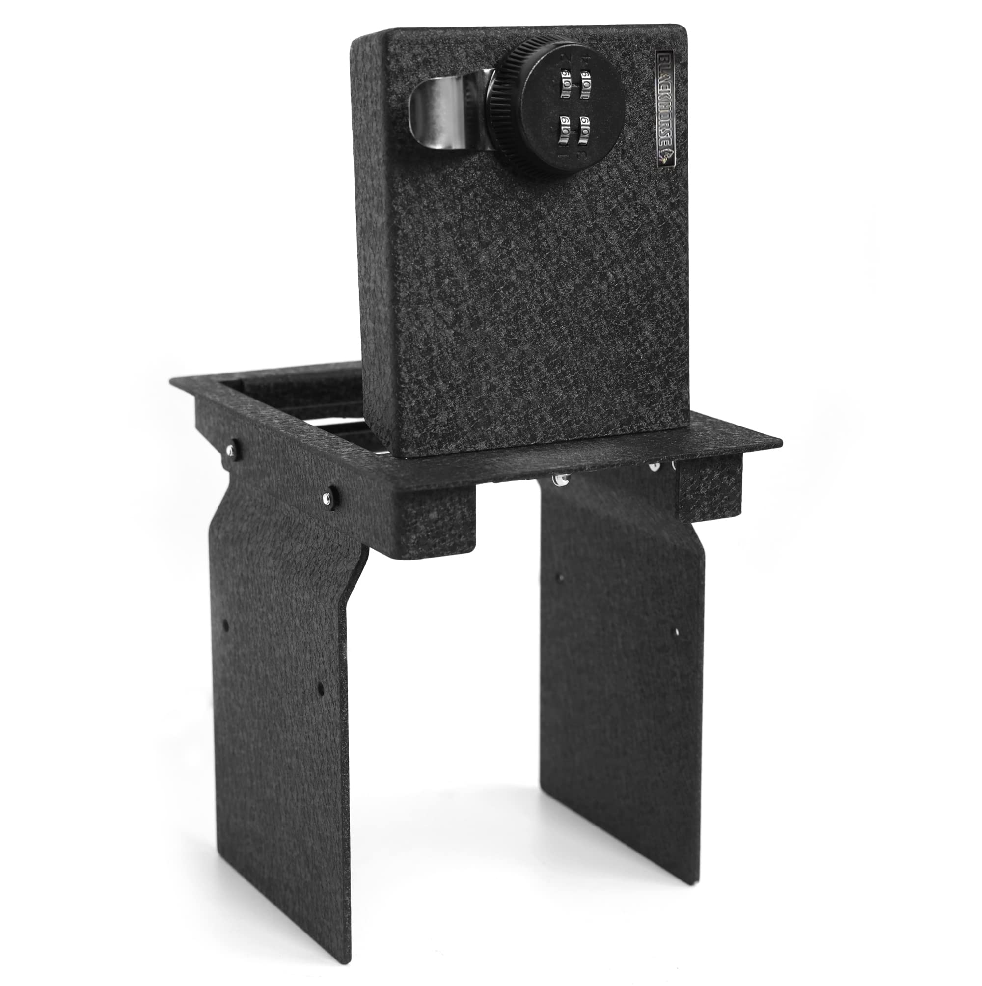 Center Console Safe Black Horse, Black Gun Box Organizer with 4 Digit Combination Resettable Lock