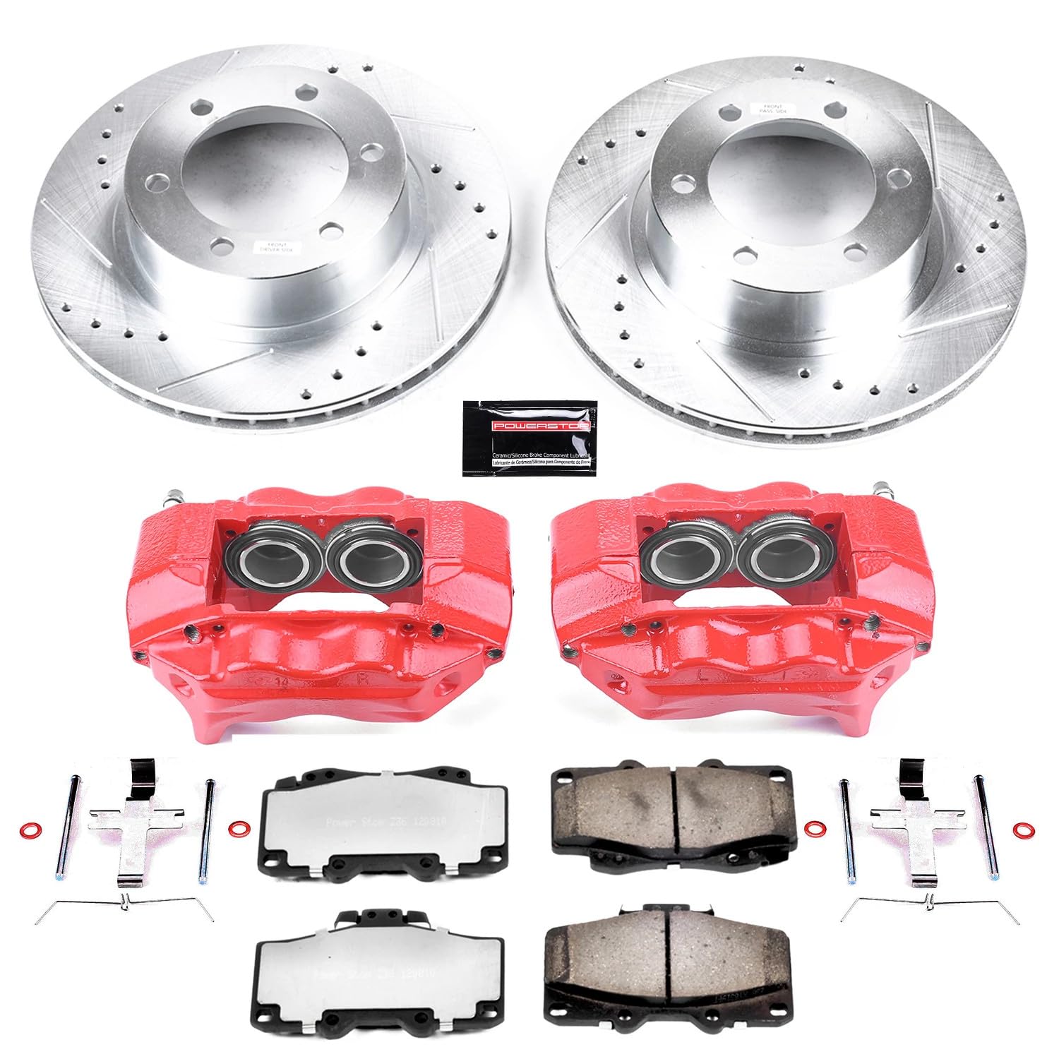 Power Stop Front KC1236-36 Z36 Truck & Tow Performance Brake Kit with Powder Coated Calipers For Toyota 4Runner 1995-2002, Toyota Tacoma 2004 [Model Specific]