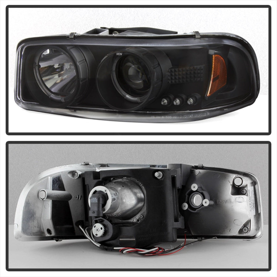 Led Halo Spyder Auto Projector Headlights Black/Clear 5009357