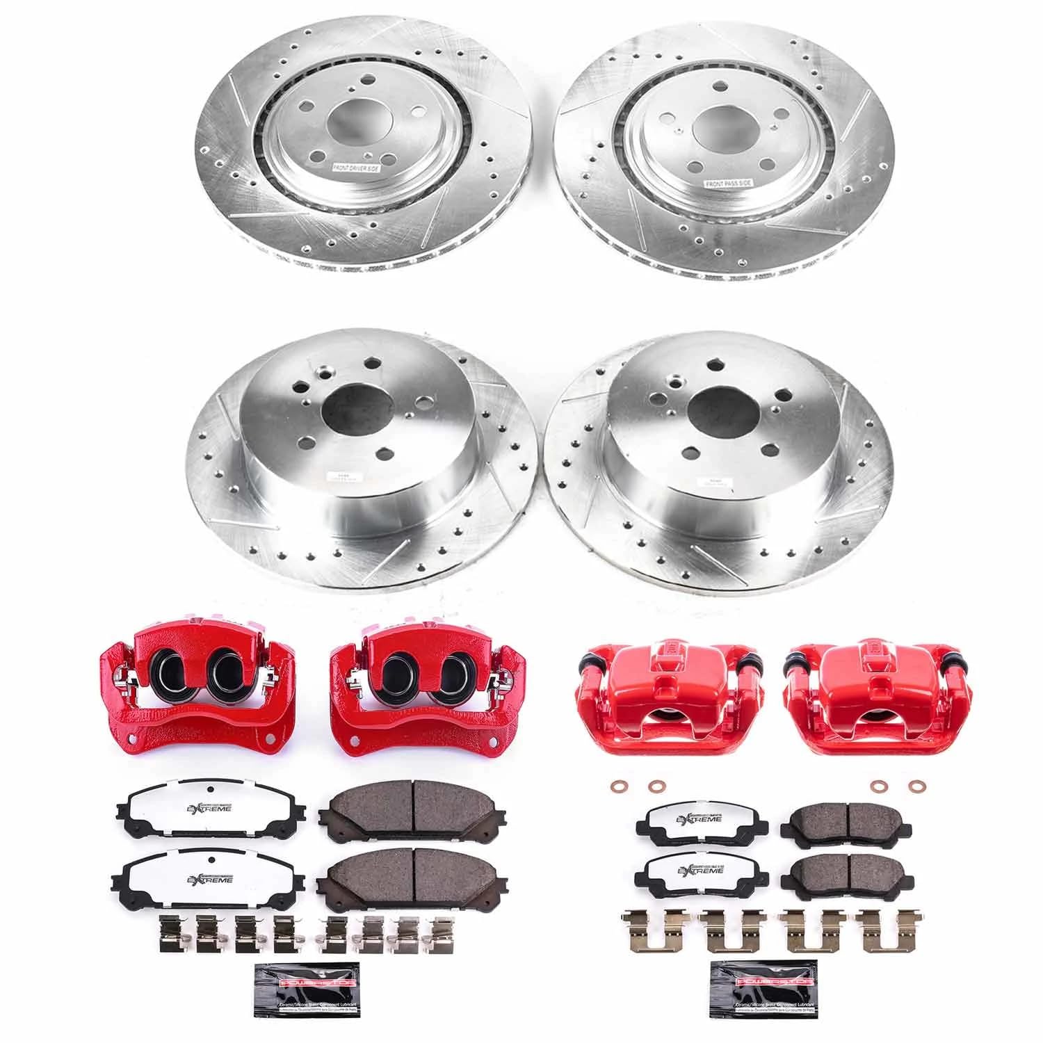 Power Stop Z36 KC4129-36 Truck & Tow Front and Rear Caliper Kit-Rotors, Carbon-Fiber Ceramic Brake Pads, Calipers For Toyota Highlander 2008-2013 [Model Specific]