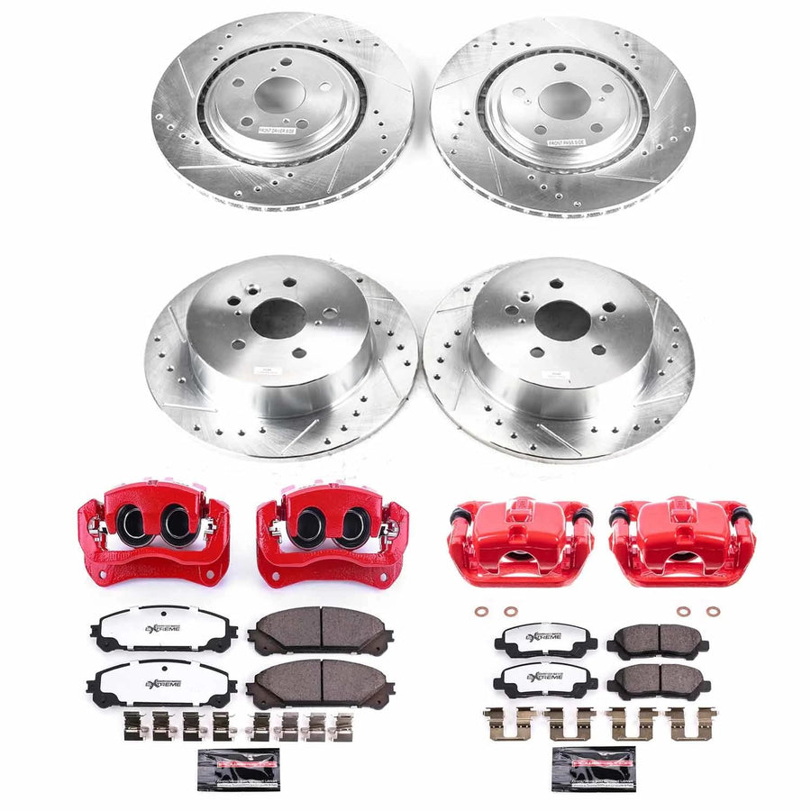 Power Stop Z36 KC4129-36 Truck & Tow Front and Rear Caliper Kit-Rotors, Carbon-Fiber Ceramic Brake Pads, Calipers For Toyota Highlander 2008-2013 [Model Specific]