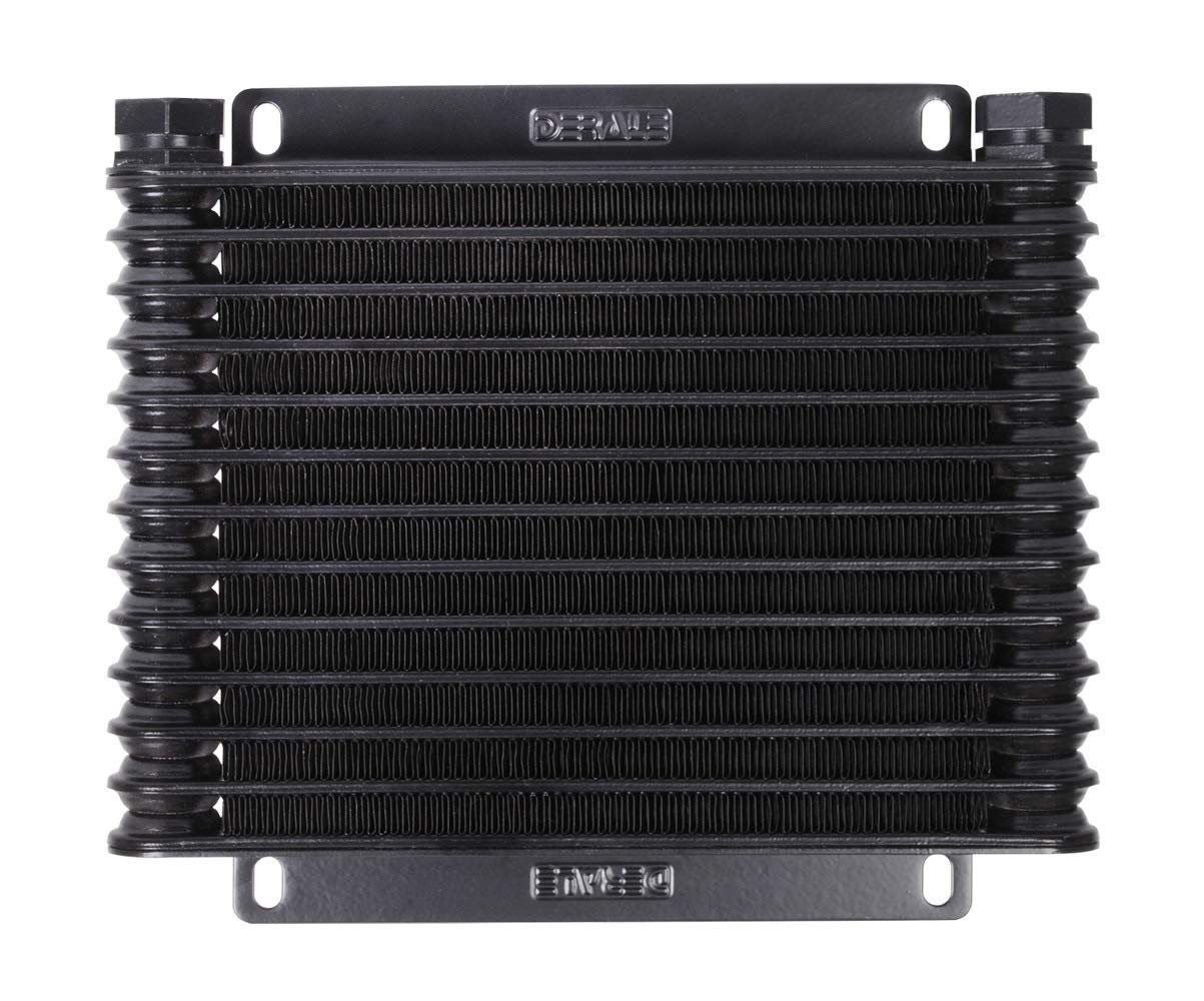 9000 Series DERALE Fluid Cooler, 9.75 x 8.438 x 1.25 in, Plate and Fin Type, 1/2 in NPT Female Inlet/Outlet, Aluminum, Black Anodized, Automatic Transmission, Kit