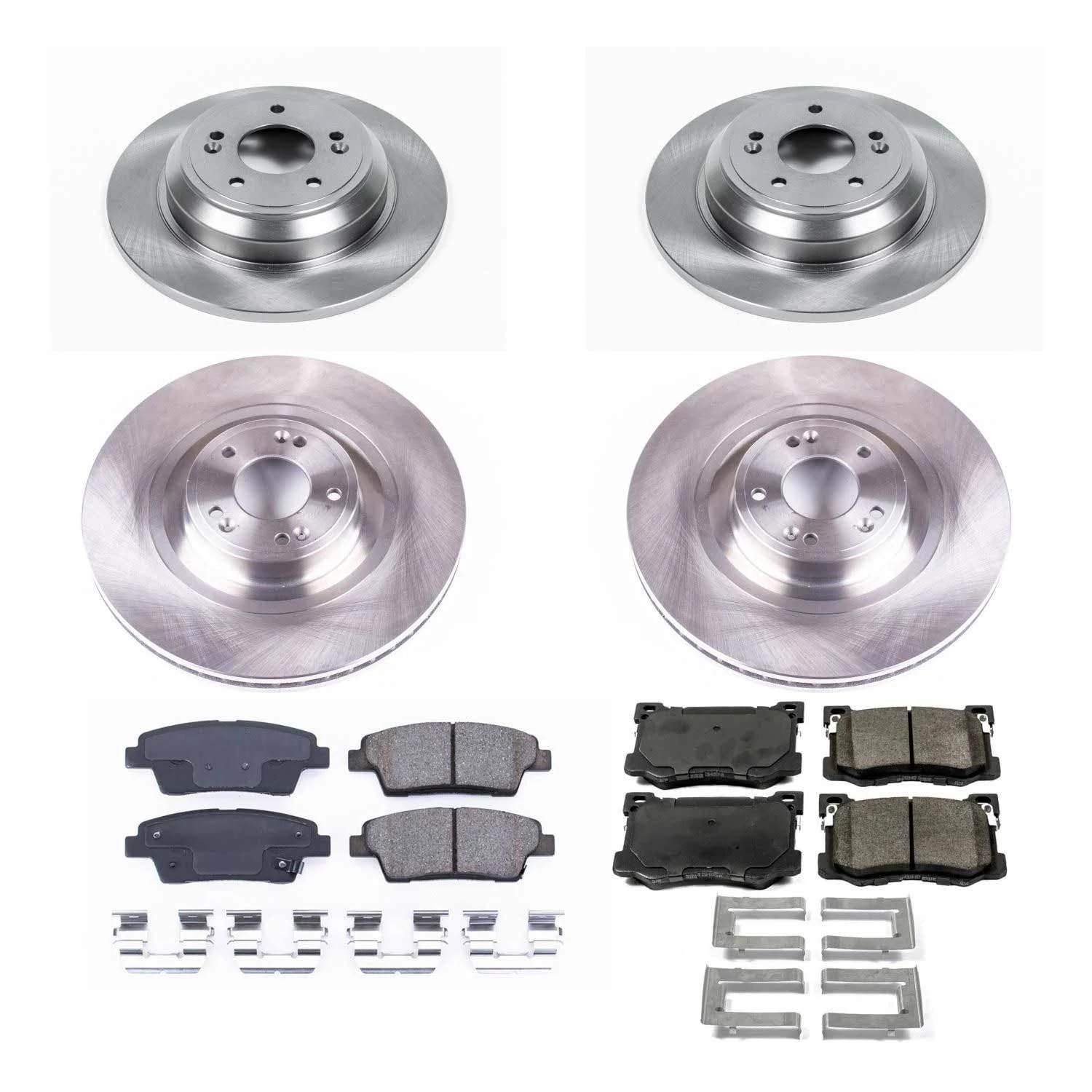 Power Stop KOE7386 Replacement Brake Kit-OE Brake Rotors & Ceramic Brake Pads For Hyundai Genesis Front and Rear 2015-2016 [Model Specific]