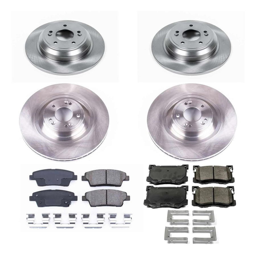 Power Stop KOE7386 Replacement Brake Kit-OE Brake Rotors & Ceramic Brake Pads For Hyundai Genesis Front and Rear 2015-2016 [Model Specific]