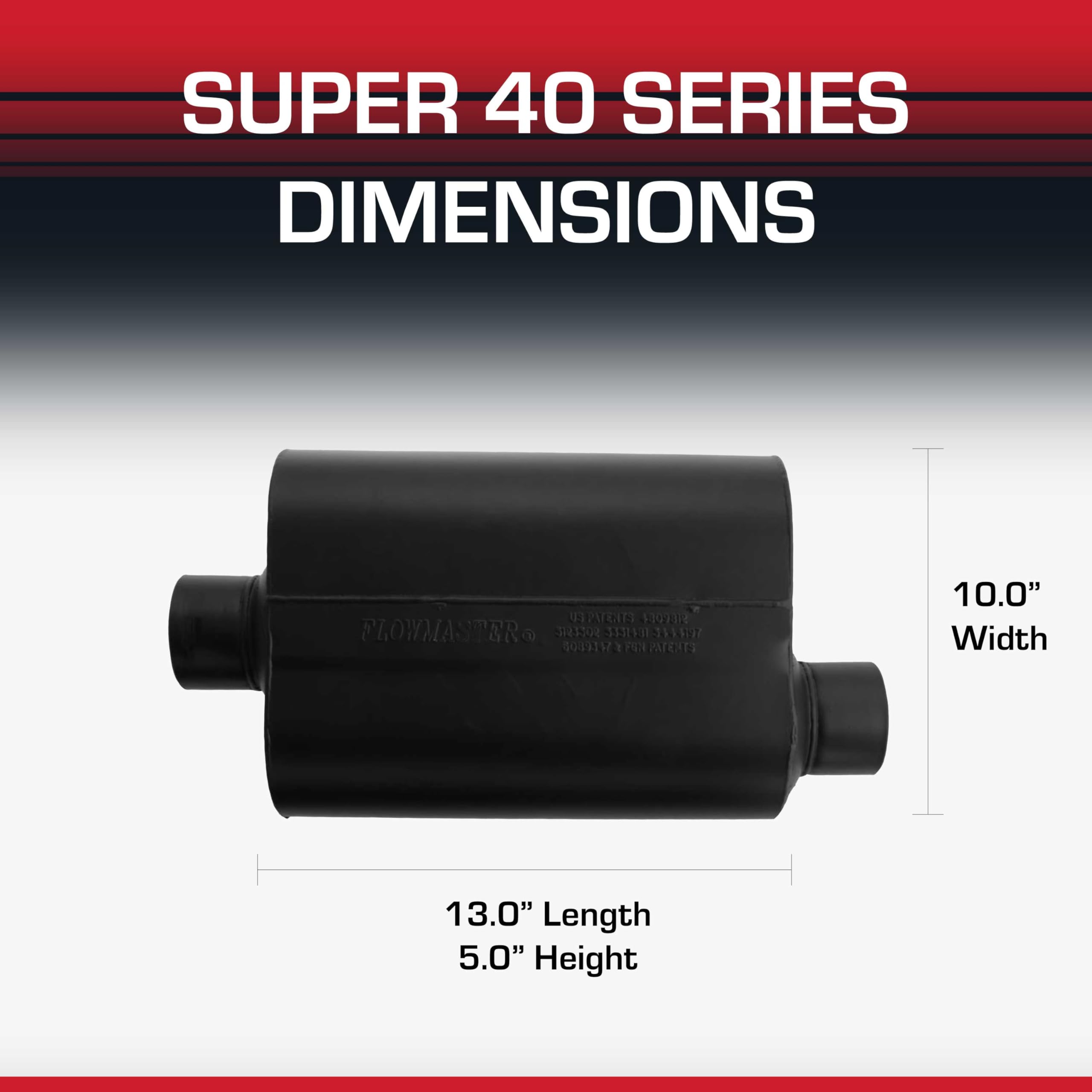 Flowmaster Super 40 Series Muffler Chambered - 3.0” Center In/Offset Out - Aggressive Sound - Aluminized Steel - Perfect for Muscle Cars, Lifted Trucks, Street Rods, and High-Torque Builds (953047)
