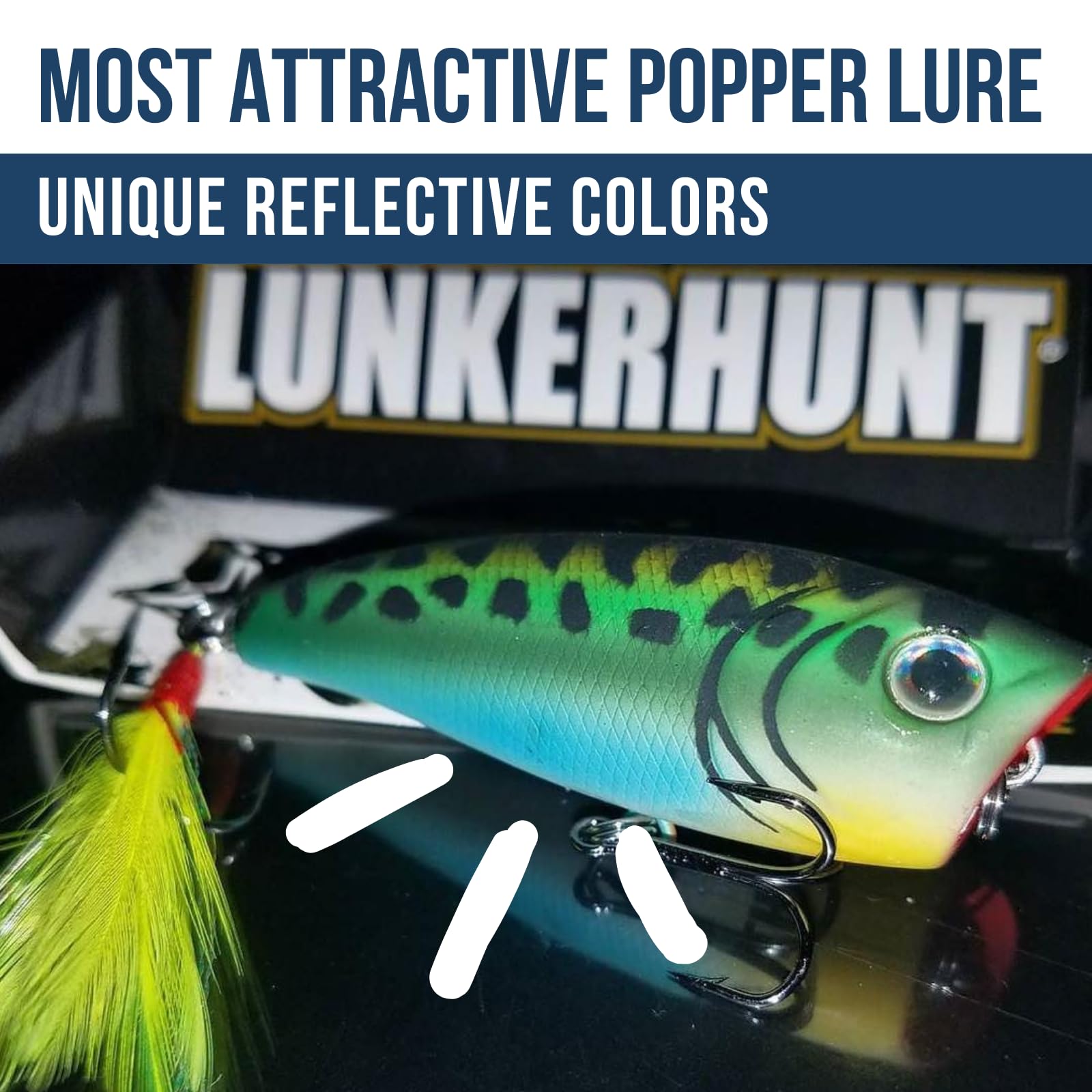 Impact Lunkerhunt Crush | Popper Fishing Lure, Hard Bait Fishing Lure for Bass Fishing | Popping Action to Attract Trout and Pike | Fresh and Saltwater Fishing Lure