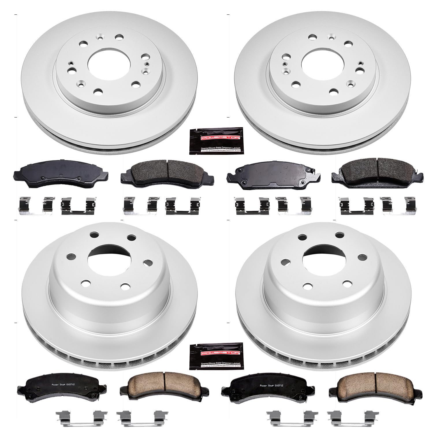 Power Stop CRK2826 Brake Rotor & Coated Ceramic Brake Pads- front & rear For Chevrolet Express 1500 2009-2014 | GMC Savana 1500 2009-2014 [Vehicle Specific]