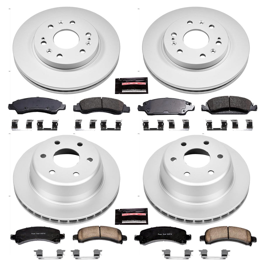 Power Stop CRK2826 Brake Rotor & Coated Ceramic Brake Pads- front & rear For Chevrolet Express 1500 2009-2014 | GMC Savana 1500 2009-2014 [Vehicle Specific]