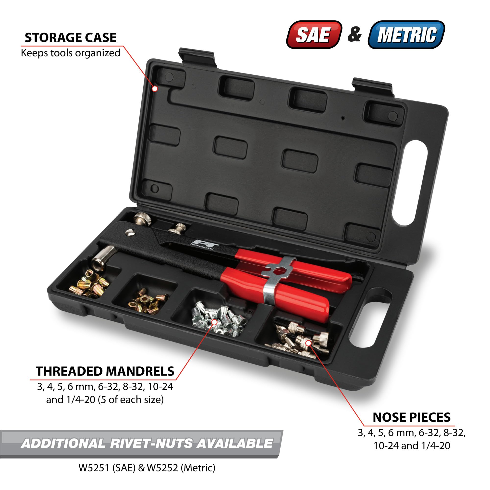 W2003 Performance Tool 49pc Threaded Insert Rivet Kit