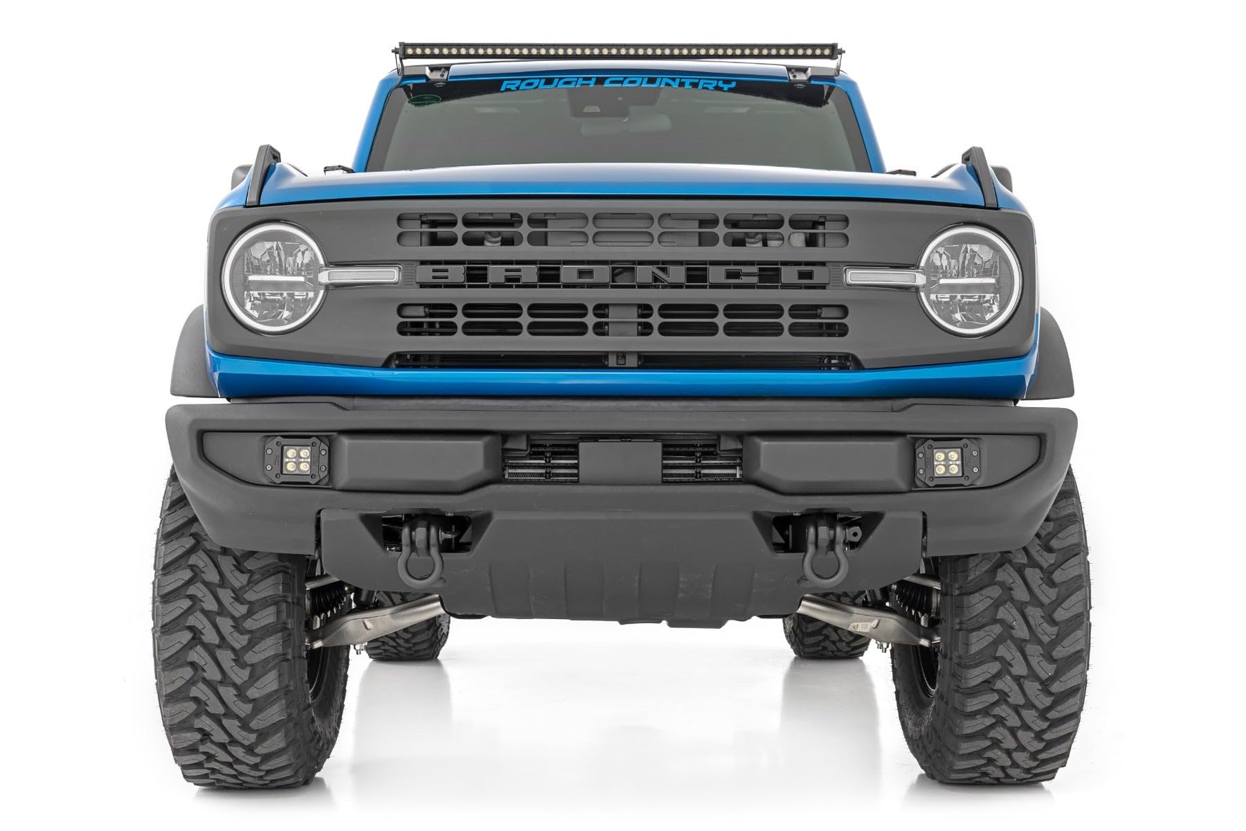 50" Rough Country LED Light Bar Windshield Mount Kit for Ford Bronco (2021-2025) - 240W, 19,200 Lumen CREE LED, Spot Focus Beam