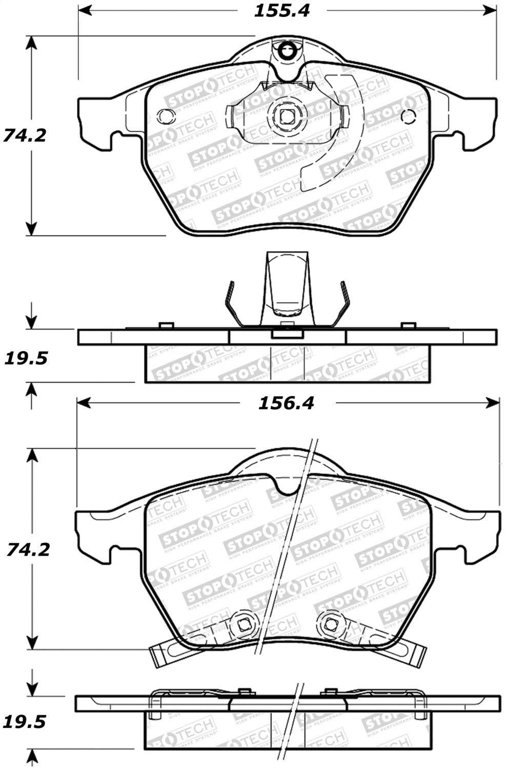 Front StopTech 308.07360 Brake Pads with Shims and Hardware Street
