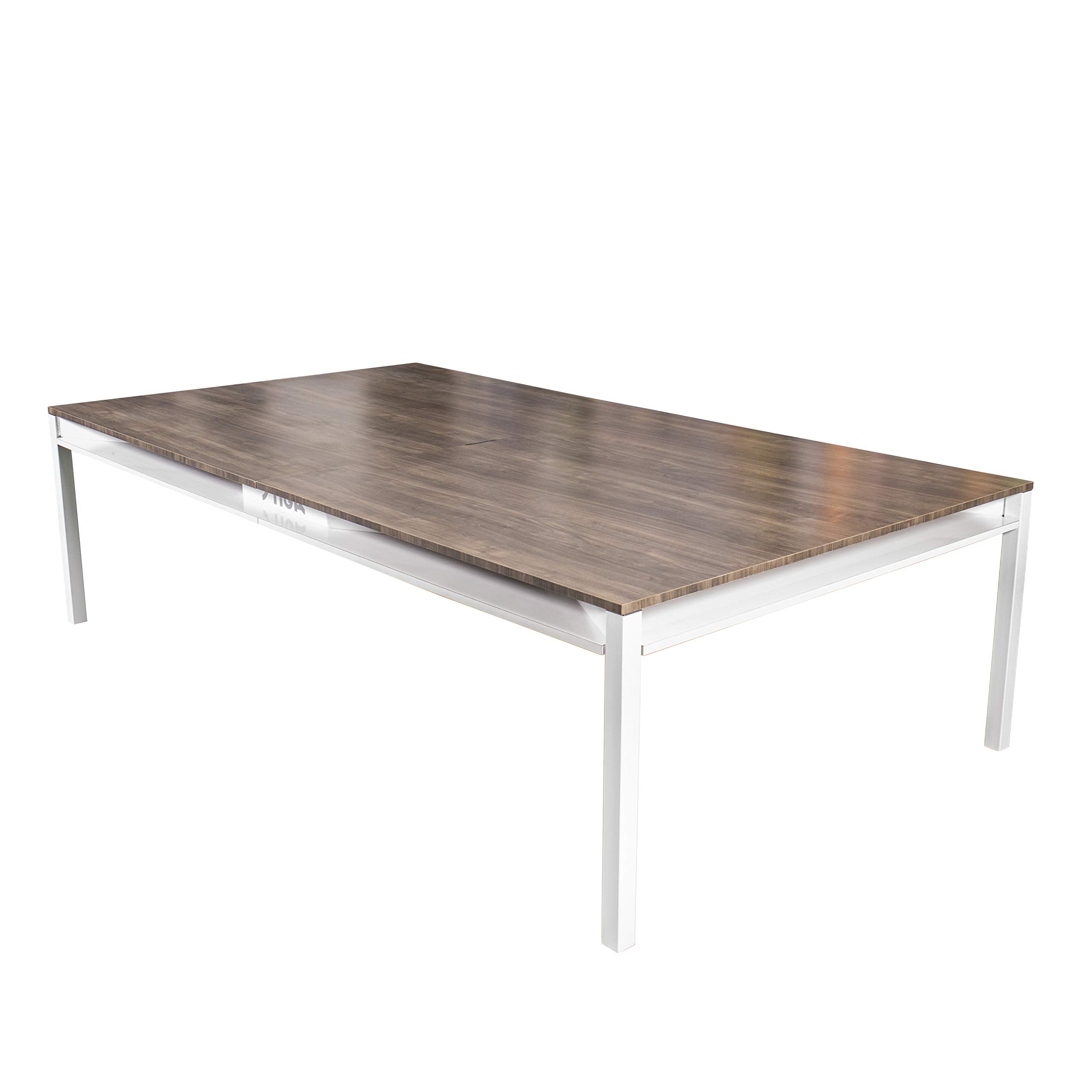 STIGA 3-in-1 Dining, Conference and Hybrid Table Tennis Table – White Base with Walnut Finished Top