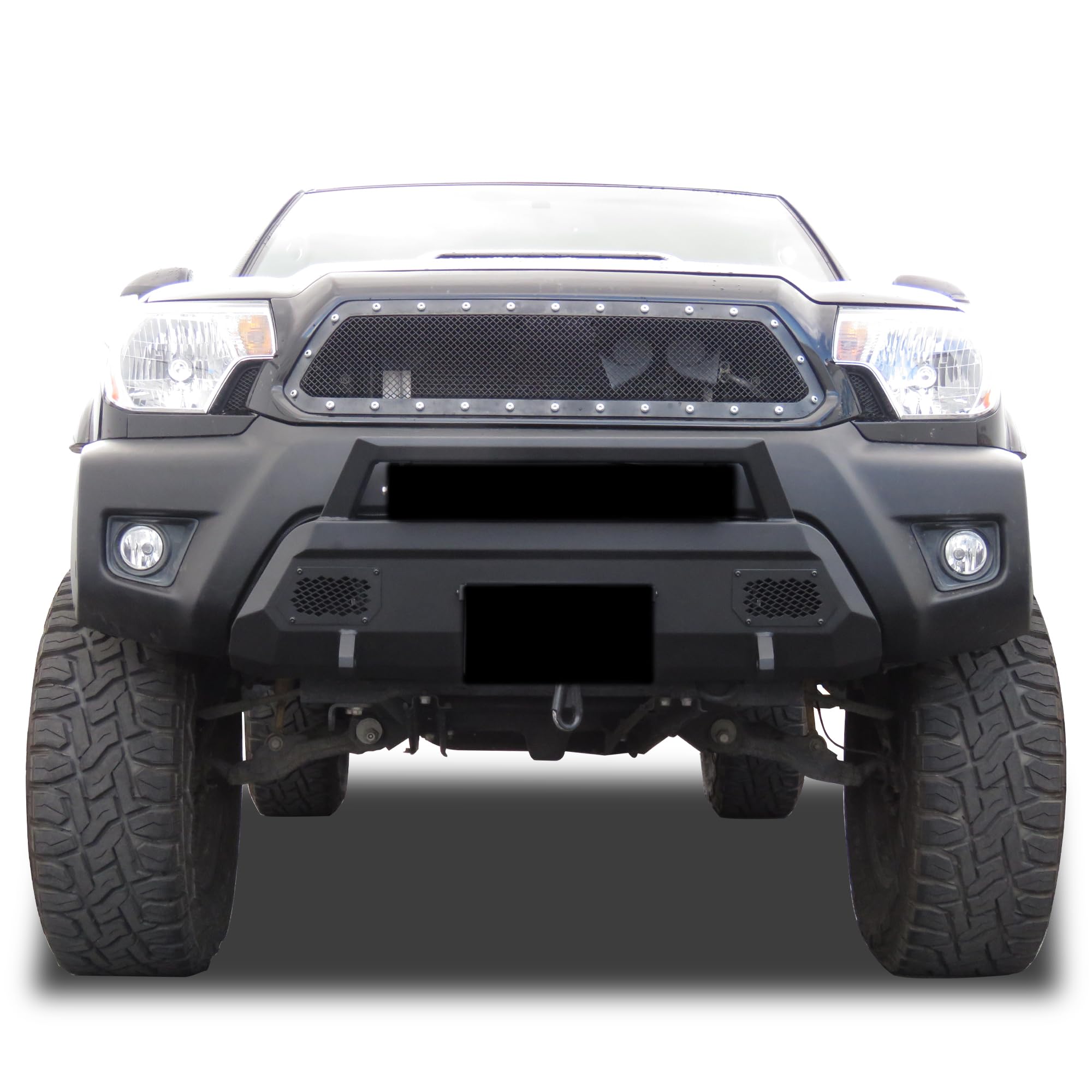 Heavy Duty Black Horse Armour III Front Winch Bumper Textured Black Compatible with 2012-2015 Toyota Tacoma-AR3HD61NL