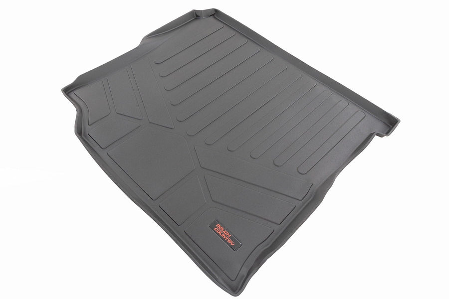 Rough Country Rear Cargo Mat for Jeep Wrangler JL Unlimited (2018-2024) w/Subwoofer - Non-Slip Waterproof Flexible Floor Mat, Front & Rear Set